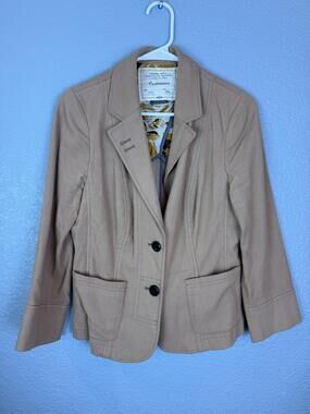 Cartonnier Blazer Womens 6 Tan Camel Brown Two Button Lined Work Office Jacket